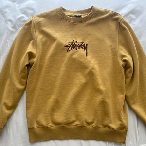 Stussy Stock Embroidered Crewneck Sweatshirt Khaki